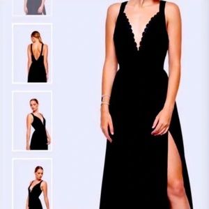 Fame And Partners Gown With Pleated Bodice And Lace Trim NWT